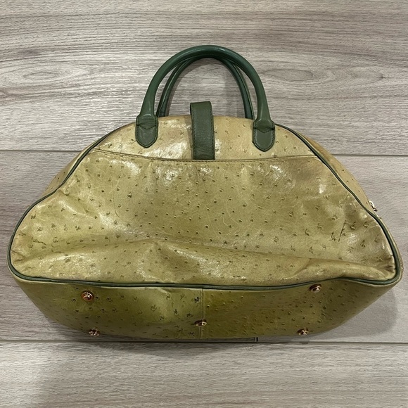 Christian Dior Rare Ostrich Saddle Green Bowler Bag - Picture 2 of 16